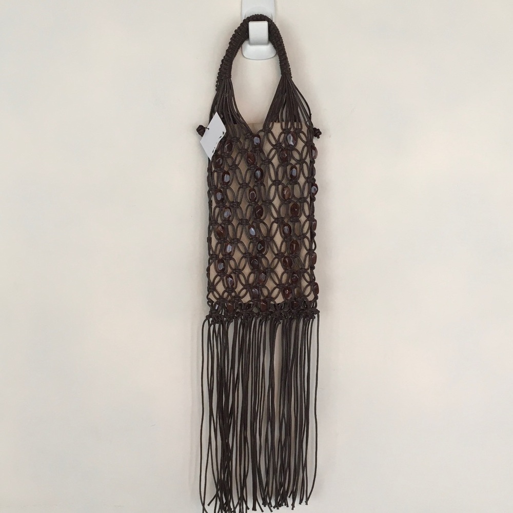 NEW Zara Boho Macramé Fringe Bag